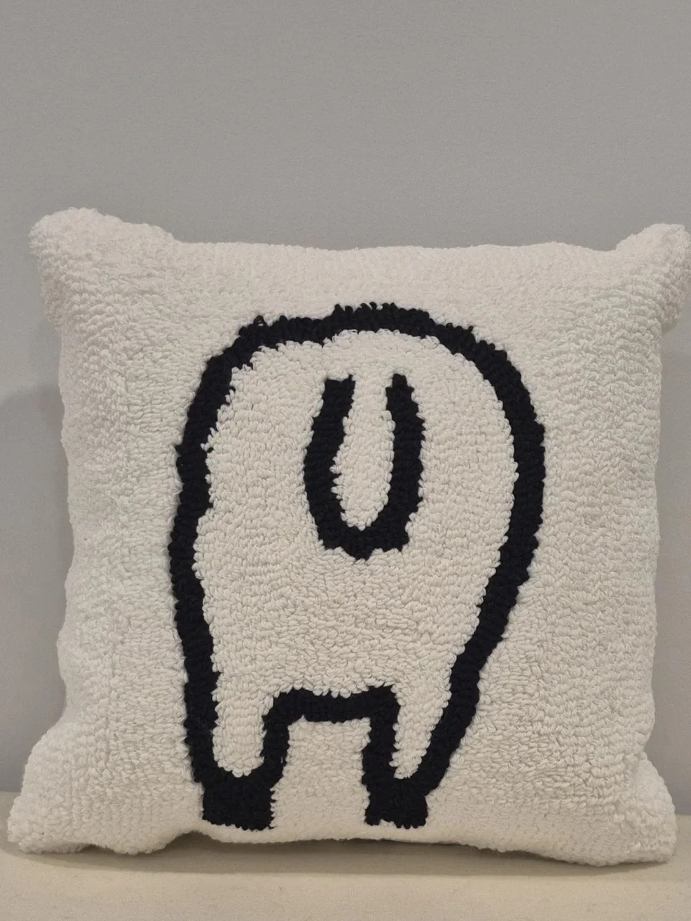 Woolrich White Hooked Sheep Pillow with Black & Red Accents